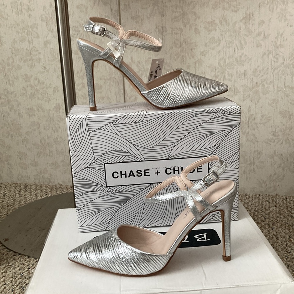 Silver Pointed Toe Stiletto Heels